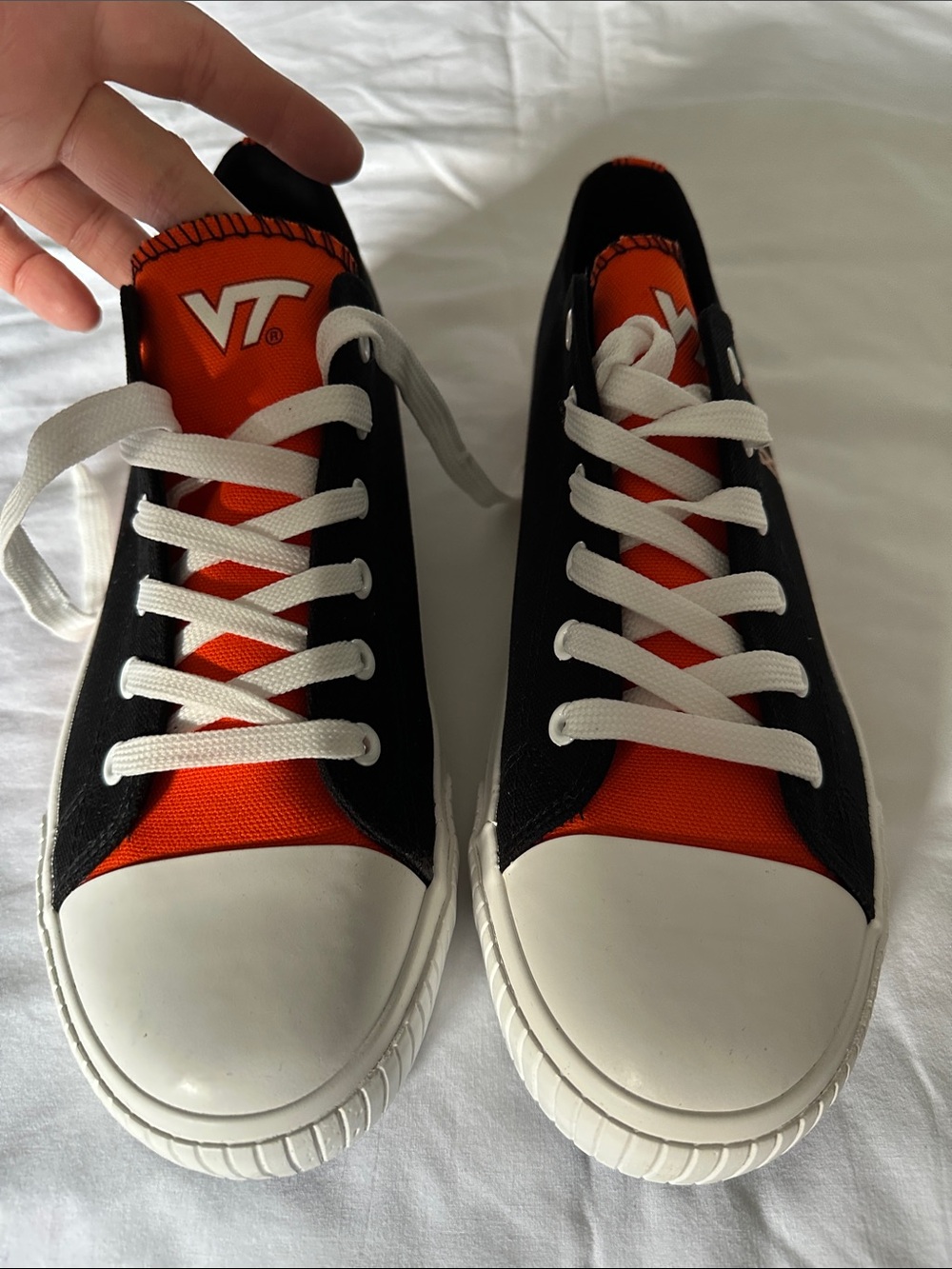 Black Virginia Tech 'Hokies' Low-Top Sneakers with Orange Accents - Picture 2 of 5